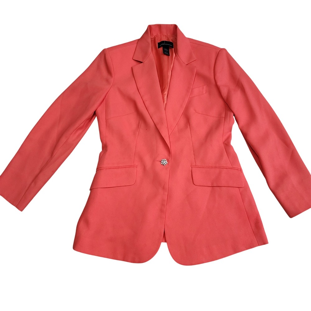 Moda International Coral Blazer Single Breasted One Rhinestone Button USA 6